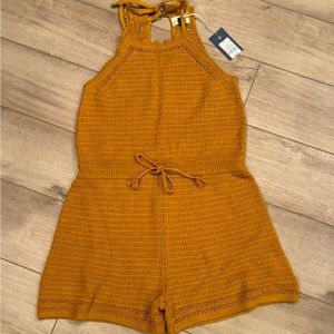 Mustard knit shorts romper